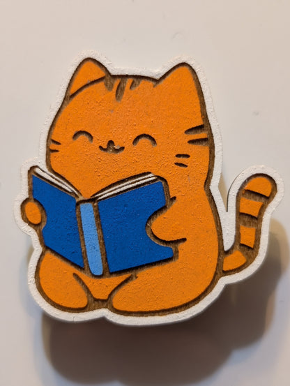 Cat Reading Book Magnet