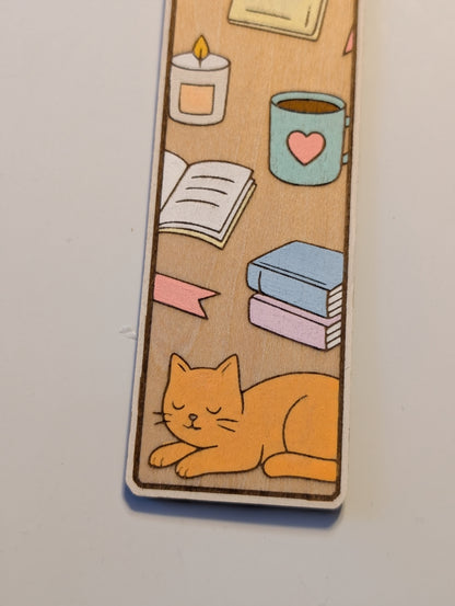 Cat and Books Bookmark