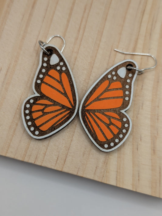 Boucles d'oreilles pendantes Aile de papillon monarque