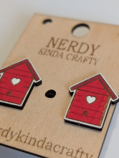 Red Birdhouse Studs