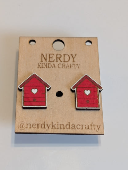 Red Birdhouse Studs