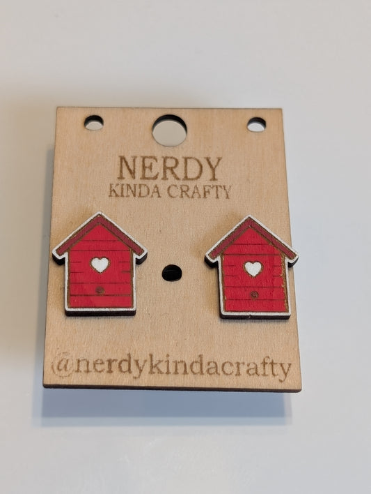 Red Birdhouse Studs