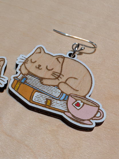 Reading and Tea Cat Dangles