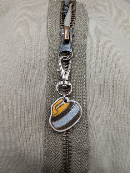 Curling Stone Zipper Pull