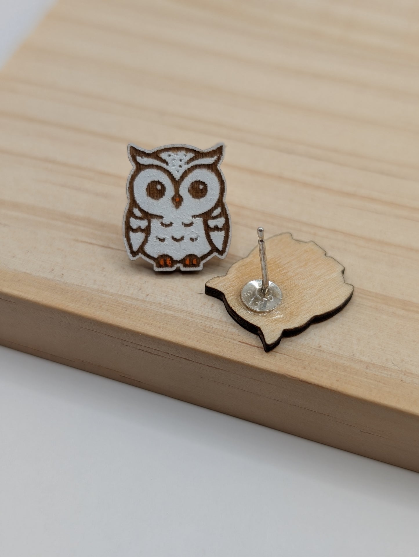 Boucles d'oreilles clous Chouette harfang