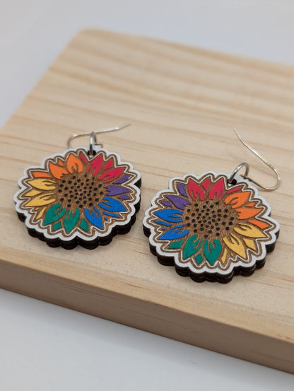Boucles d'oreilles pendantes tournesol Fierté