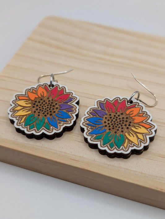 Boucles d'oreilles pendantes tournesol Fierté