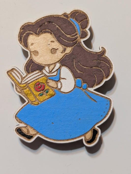 Blue Dress Girl Reading a Book Magnet