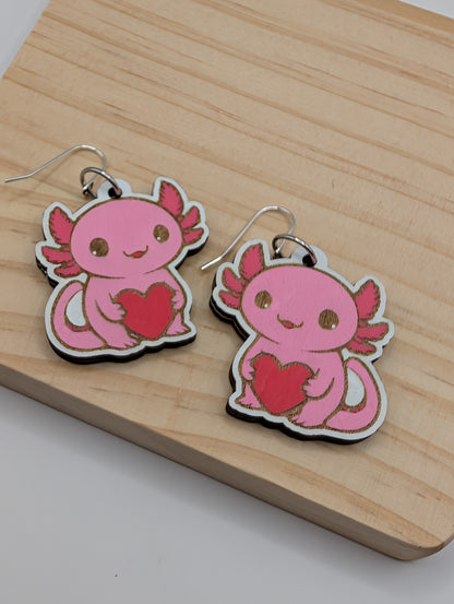 Pink Axolotl Dangles