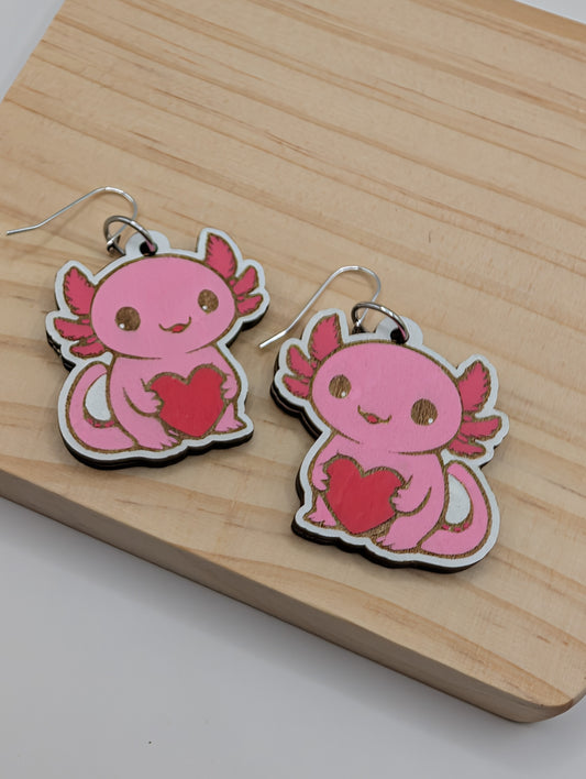Pink Axolotl Dangles