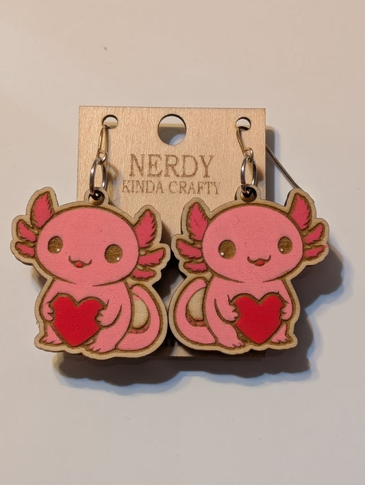 Pink Axolotl Dangles