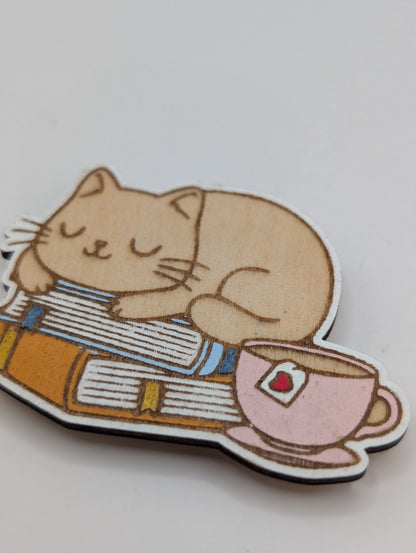 Cat on Books Magnet