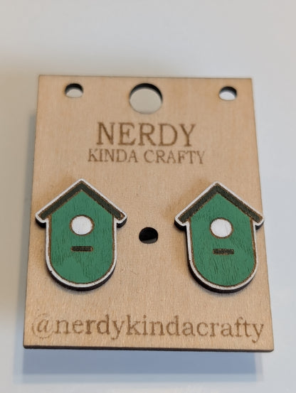 Green Birdhouse Studs