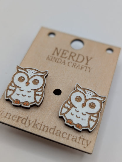 Boucles d'oreilles clous Chouette harfang