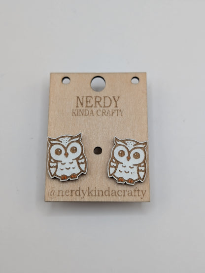 Boucles d'oreilles clous Chouette harfang