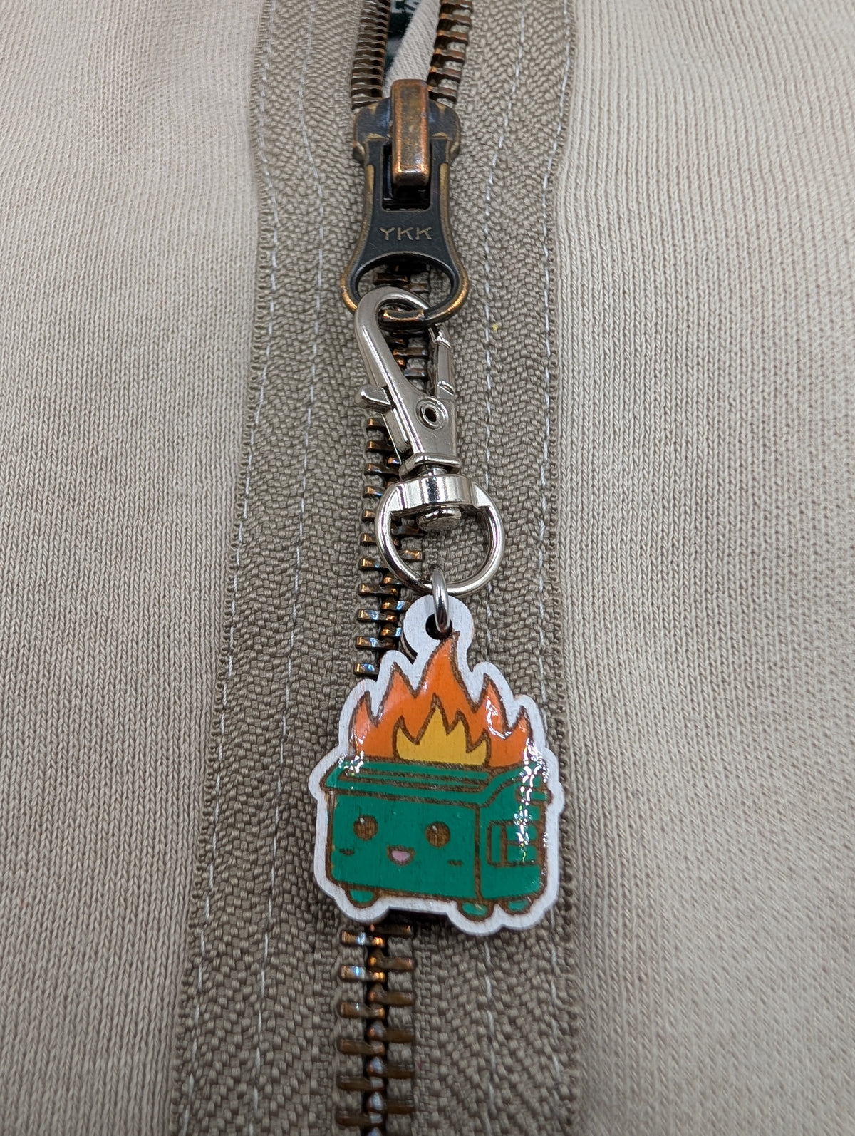 Dumpster Fire Stitch Marker or Zipper Pull