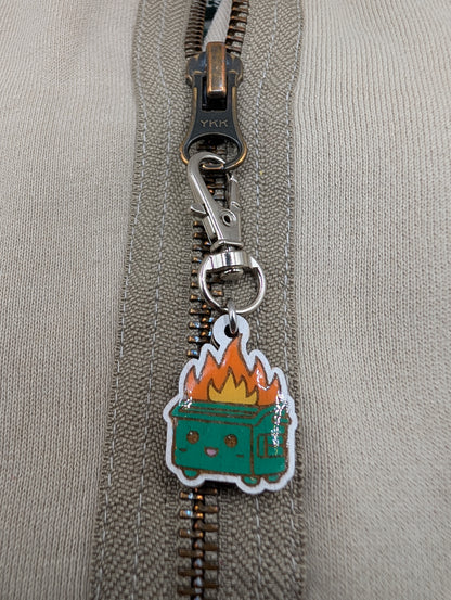 Dumpster Fire Stitch Marker or Zipper Pull