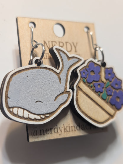 Whale and Petunia Dangles