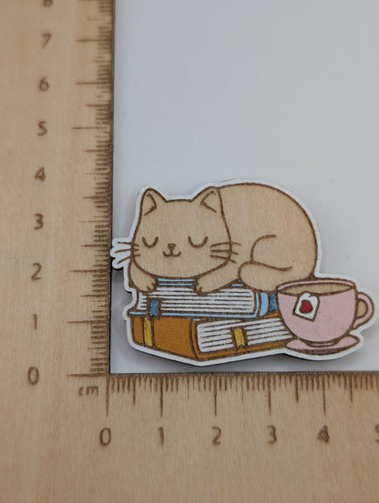 Cat on Books Magnet