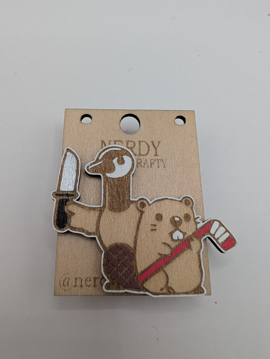 Goose and Beaver Pin