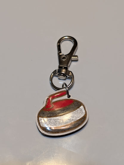 Curling Stone Zipper Pull