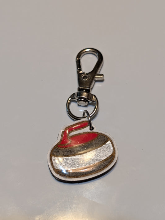 Curling Stone Zipper Pull